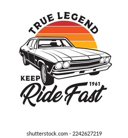 Classic car vector illustration, perfect for t shirt and car garage restoration logo design