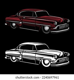 Classic car vector illustration set