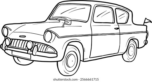 classic car vector line art