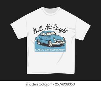 Classic car vector set graphic t-shirt design. Vintage car illustration for merch design, for print on demand. Car design for community and poster. 