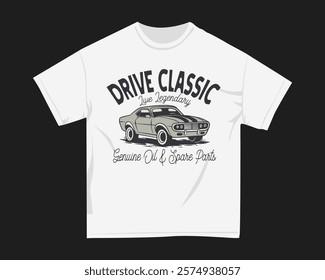 Classic car vector set graphic t-shirt design. Vintage car illustration for merch design, for print on demand. Car design for community and poster. 