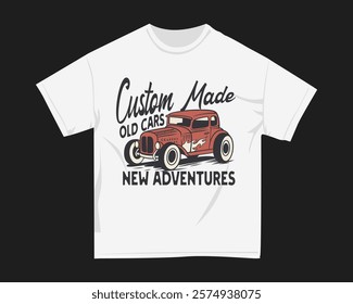 Classic car vector set graphic t-shirt design. Vintage car illustration for merch design, for print on demand. Car design for community and poster. 