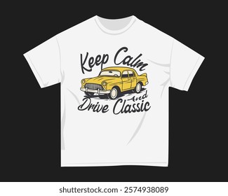 Classic car vector set graphic t-shirt design. Vintage car illustration for merch design, for print on demand. Car design for community and poster. 