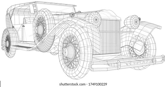 Classic car. Vintage car Vector Illustration of car. The layers of visible and invisible lines are separated. EPS10 format.