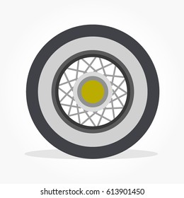 classic car wheel and tire with rim detail and shadow effect