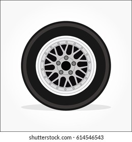 classic car wheel and tire with rim detail and shadow effect