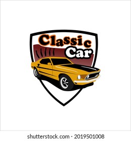 classic car yellow vector illustration