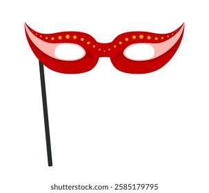 Classic Carnival or ball mask sign. Theater accessories icon. Lady Opera attribute. Aristocratic symbol. Theatre Day stickers. Flat Vector illustration isolated on white background