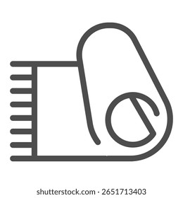 Ícone clássico da linha do tapete, conceito do salão de spa. Gráficos vetoriais. Toalha laminada para sinal de massagem terapia no fundo branco, ícone de estilo de contorno para design móvel ou web