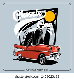 Classic Cars Illustration T Shirt and Apparel Printing Design