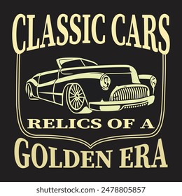 Classic cars motorsport competition apparel print mockup, car illustration shirt design,