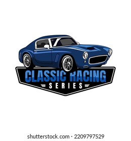 CLASSIC CARS RACING SERIES LOGO DESIGN ILLUSTRATION VECTOR