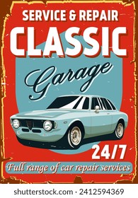 Classic cars retro poster illustration	