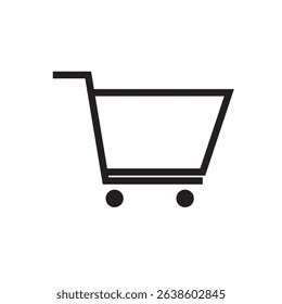 Classic cart symbol for e-commerce platforms, shopping apps, or retail branding. EPS vector, scalable for all uses.