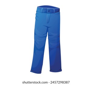 Classic cartoon blue men's or women's jeans, pants vector isolated illustration.