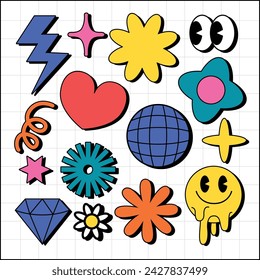 Classic cartoon element doodle set illustration