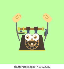 Classic cartoon telephone flat design illustration