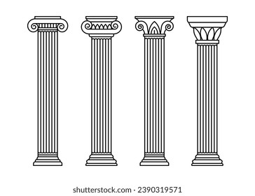 Classic carved architectural pillars line art	
