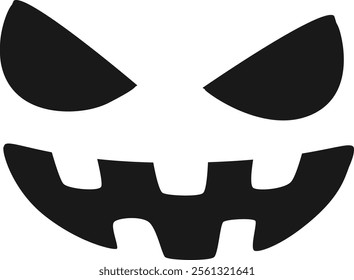 Classic carved pumpkin face designed for Halloween decorations, utilizing negative space carving techniques to create a spooky, iconic design perfect for autumn festivities