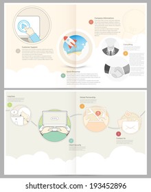 Folleto de estudio de casos clásicos: plantilla de diseño de folleto para empresas con iconos de concepto