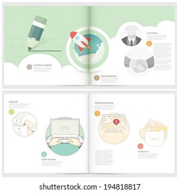 Classic Case Study Booklet: brochure design template for business with concept icons