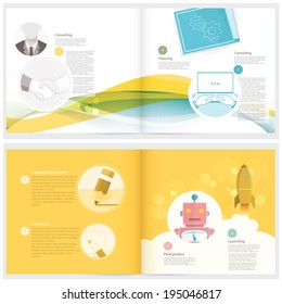 Classic Case Study Booklet: brochure design template for business with concept icons