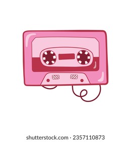 Clásico Cassette Retro Cinta Clip Art Colores Grabar Radio Música Radio Audio Vintage Cute Case. Ilustración vectorial