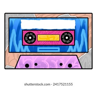 classic cassette tape in graffiti style