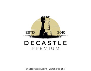 Classic Castle Tower Logo Design. Castle Logo Design Template.