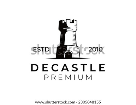 Classic Castle Tower Logo Design. Castle Logo Design Template. 商業照片 © 