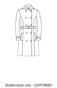 classic casual trench coat vector drawing
