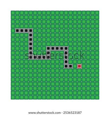 A classic cellphone display snake game