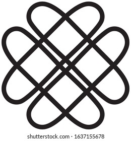 Classic Celtic traditional knot or symbol. Clover four leafed or hearts together.