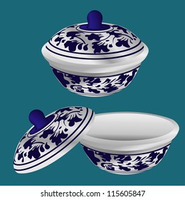 classic ceramic bowl with lid vector