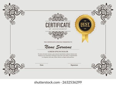 Classic certificate of achievement award template
