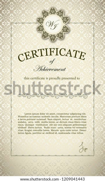 Classic\
certificate of achievement. Frame design.\
Vector.
