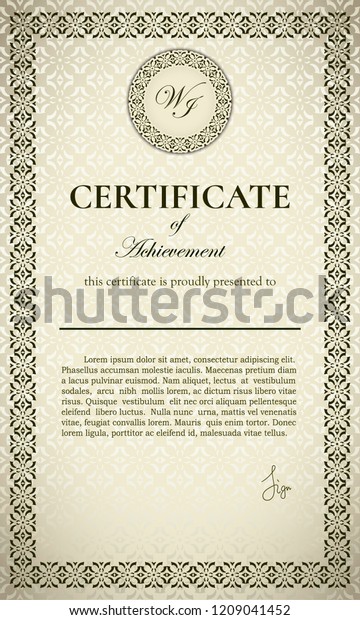 Classic\
certificate of achievement. Frame design.\
Vector.