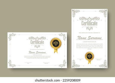 Classic certificate best award template