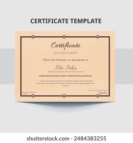 Classic certificate template design with dark color flat shapes. Horizontal certificate for award, business, and education needs