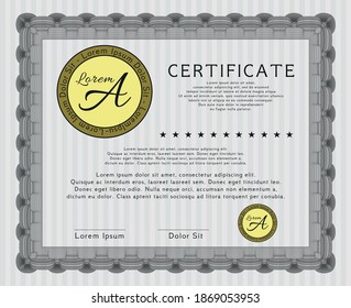 Classic Certificate template.  Money Pattern design.  Printer friendly.    Grey color.