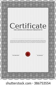 Classic Certificate template. Money Pattern design. Grey color.