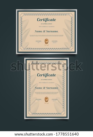 Classic Certificate Template with Wavy Lines and Abstract Ornament