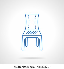 Classic chair with a back front view. Furniture for home, restaurant, hotel or office. Flat blue line style vector icon