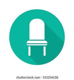 Classic chair flat design long shadow icon. Vector silhouette symbol