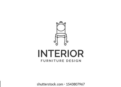 Classic chair furniture interior logo design flat vector graphics