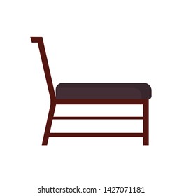 Classic chair vector icon side view. Furniture home interior isolated. Retro luxury room sit. Cartoon sofa flat stool