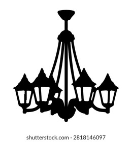 A classic chandelier featuring multiple lampshades, hanging from a central fixture, ideal for sophisticated interior lighting design.