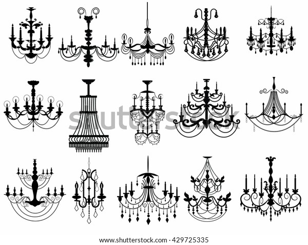 Classic chandelier Set Collection.\
Luxury decor accessory design. Vector illustration\
sketch