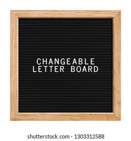 Classic changeable letter board. Realistic wooden square frame. Blank board for quotes, notes or messages. Letterboard for plastic letters.