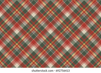 Classic check tartan diagonal seamless fabric texture. Vector background